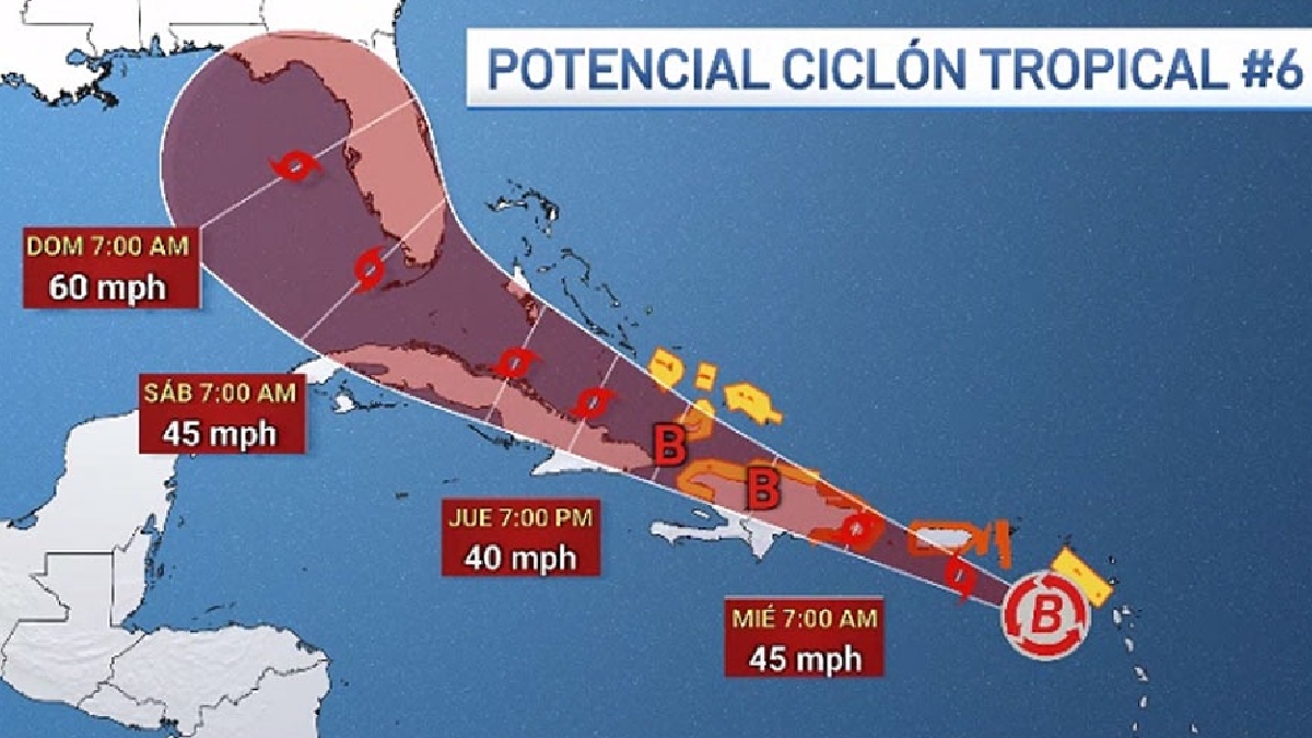 Un potencial ciclón tiene en alerta a una amplia zona del Caribe nororiental