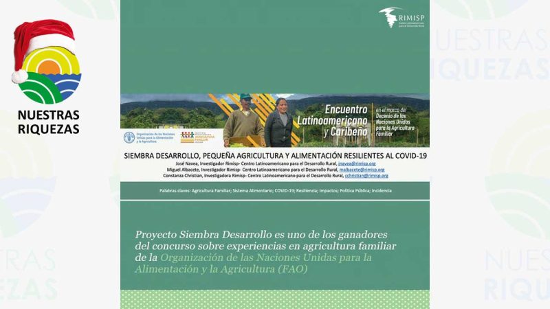 Proyecto Siembra Desarrollo es uno de los ganadores del concurso sobre experiencias en agricultura familiar de la FAO